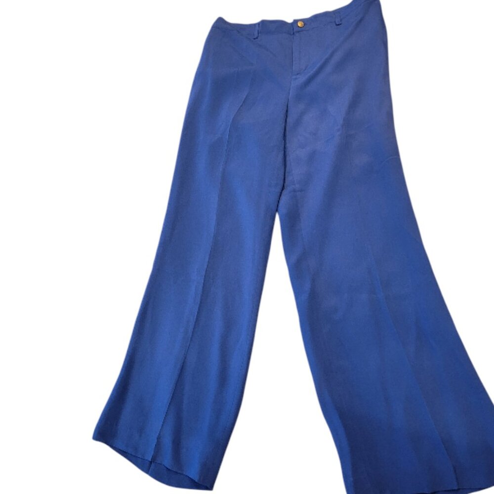 100% Silk Lauren Ralph Lauren Summer Classic Menton Blue Trousers Dress Slacks